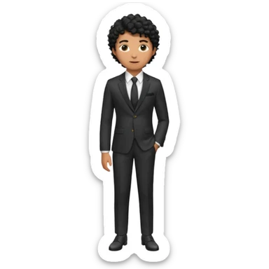Young man, brown skin, black curly hair, tailored trousers, suit jacket, and tie

 sticker