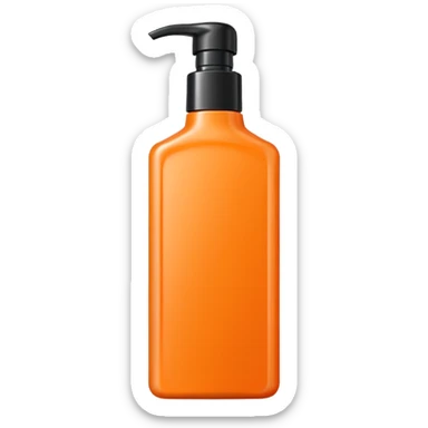 Square-shaped orange-colored shampoo - No product descriptionSquare-shaped package containing an orange-colored shampoo without embossing - no product description sticker