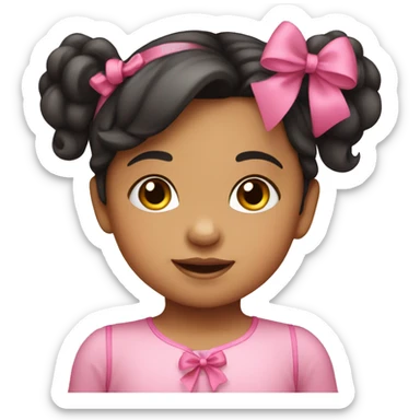 Hispanic toddler girl with pink bow  sticker