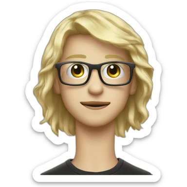 garcon maigre avec des cheveux blond des yeux bleux et des lunette noir sticker