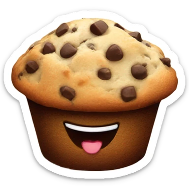 chocolate chip muffin sitting on the beach smiling sticker