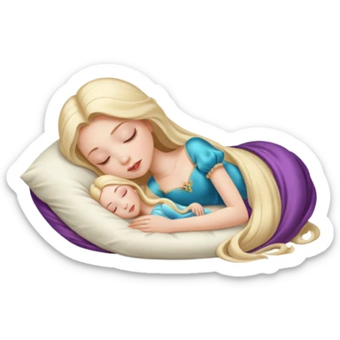 sleeping beauty white girl with a silk pillow sticker