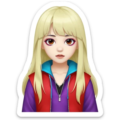  portrait-of-a-vampire-k-pop-idol,-wearing-a-stylish-streetwear-outfit-with-layered-colorful-clothing,-long-hair-with-bangs,-makeup,- sticker