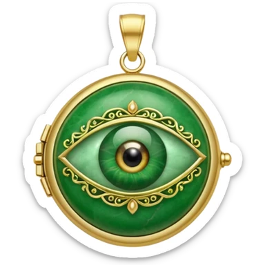 Eye shaped green locket  sticker