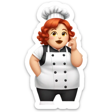 Chubby short red hair female giving a chef's kiss sticker