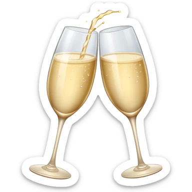 
2 light beige champagne glasses are knocked against each other sticker