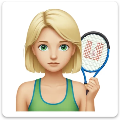 tennis girl blonde hair blue eyes green tanktop sticker