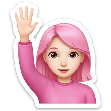 Pink cute girl, wave hi sticker