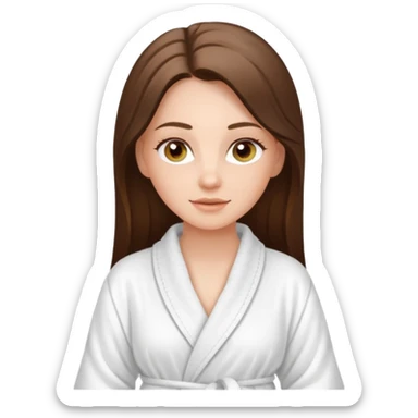 white long brunette hair girl with hazel eyes in a bathrobe  at the spa sticker