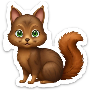 black and brown CAT FELINE, standing next to squirrel friend sticker