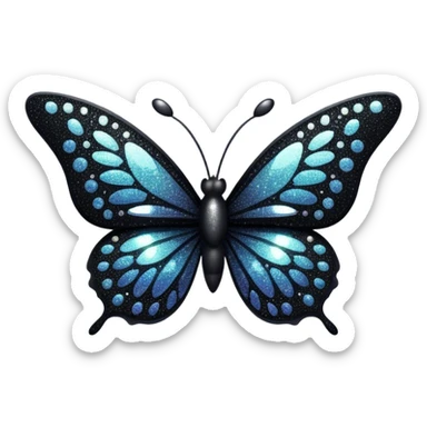 Black sparkly butterfly sticker