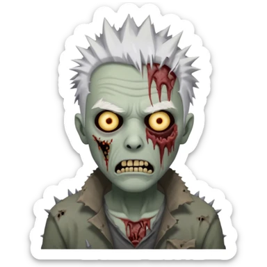 spiky white haired zombie sticker