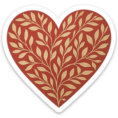 heart with a delicate gold leaf overlay, remove background sticker