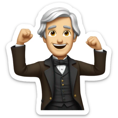 Ralph waldo emerson talking happily with arms open sticker