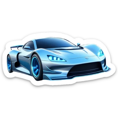 An icon showing a sleek car speeding through a neon-lit cityscape, inspired by Need for Speed. The design features dynamic motion lines, glowing tires, and a vibrant city backdrop with skyscrapers and lights. The rush of high-speed racing is highlighted. Transparent background. sticker