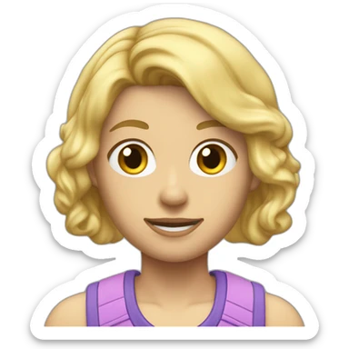 Short blond hear with fischer hud and sport traussers and shirt sticker