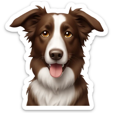 Brown border collie looking near in the camera without smile  sticker