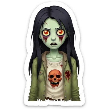 Girl with hair black zombie sticker