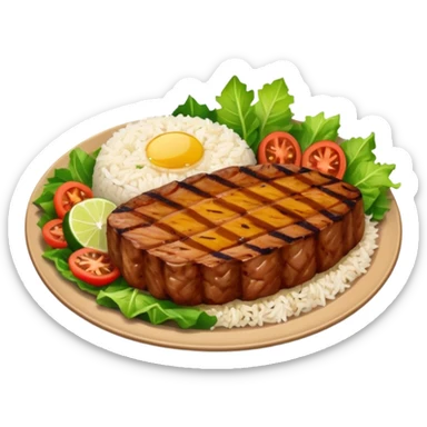 Brazilian dish with salad, rice and meat sticker