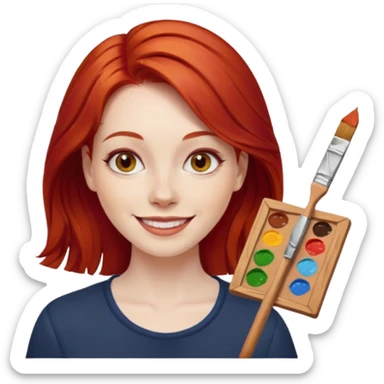 Painting Hold. Women painting smilling   Cheveux roux sticker