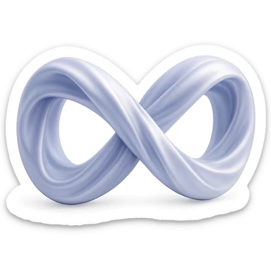 Transform the fabric infinity symbol into a silky, lustrous fabric with smooth, flowing folds and a subtle sheen, maintaining the 3D shape and realistic lighting. Use a soft, elegant color. Preserve the transparent background. sticker