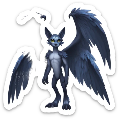 Anthro cool edgy winged animal hybrid full body sticker