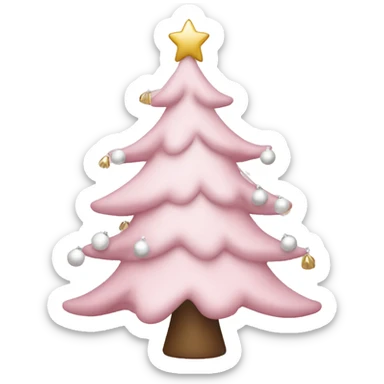 light pink decorated Christmas tree with white ornaments sticker