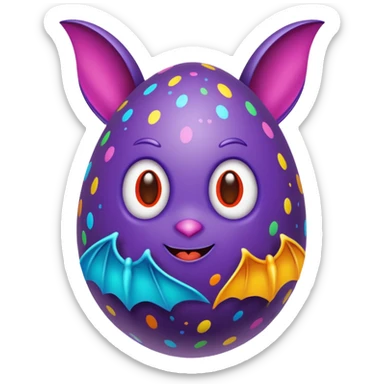easter egg with bat sticker