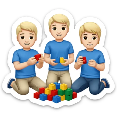 boys playing with legos full body sticker