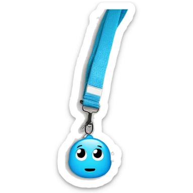 a light blue lanyard with card sticker