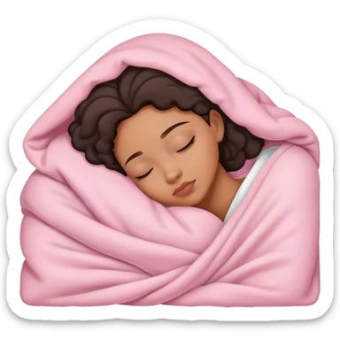 lightskin black lady sleeping in light pink blanket sticker