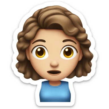 Girl with brown hair blue eyes having a shocked expression  sticker