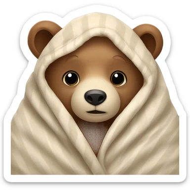 bear cozy in blanket sticker