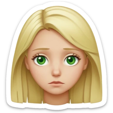 Depressed blonde girl green eyes sticker