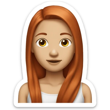 a redhead long straight hair sticker
