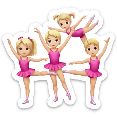 Dance gymnastics kids pink with blonde hair sticker