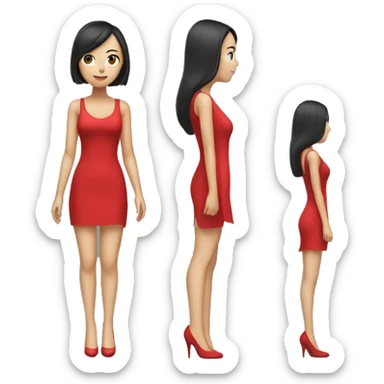 Tall Asian girl with tall tall 10 inche long heels on with a red dress  sticker