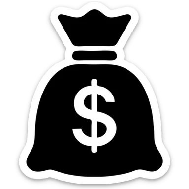 money bag icon, simple and bold, clear silhouette, modern style sticker
