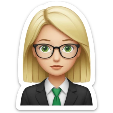 Green eyes office girl with straight hair blonde sticker