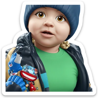 girl in jacket with gloves sticker