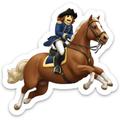 Cavalier a cheval qui saute un obstacle sticker