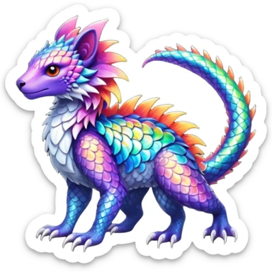 a vibrant colorful edgy vernid-fionbri-creature with splash patterns full body sticker