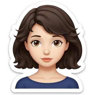 Short hair until shoulders wavy dark brown and with perçems and a soft look but girl sticker