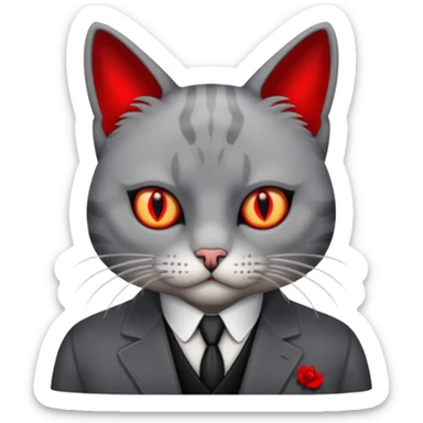cat corleone mafia, red eyes, grave sticker