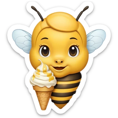 cute honeybee with ice cream in hand sticker