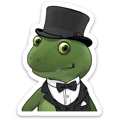 Cute lizard in a suit and top hat sticker