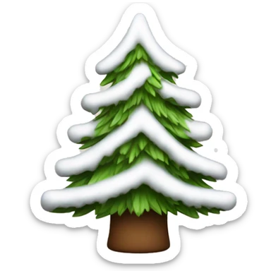 snowy christmas tree with brown ornaments sticker
