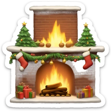 Christmas fireplace sticker