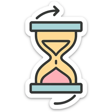 aesthetic hourglass turning over, elegant design, soft pastel colors, minimal and modern icon style sticker