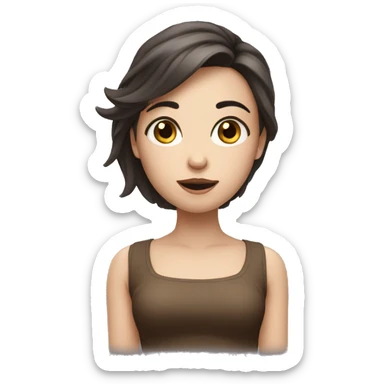 brunnete Girl with white skin shrugging sticker